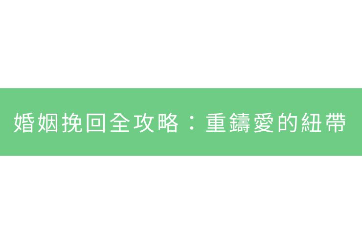 婚姻挽回全攻略：重鑄愛的紐帶